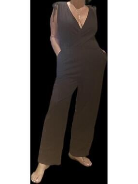 Michael Stars Black Stretchy Cotton Jumpsuit Sleeveless with Ties, Large EUC